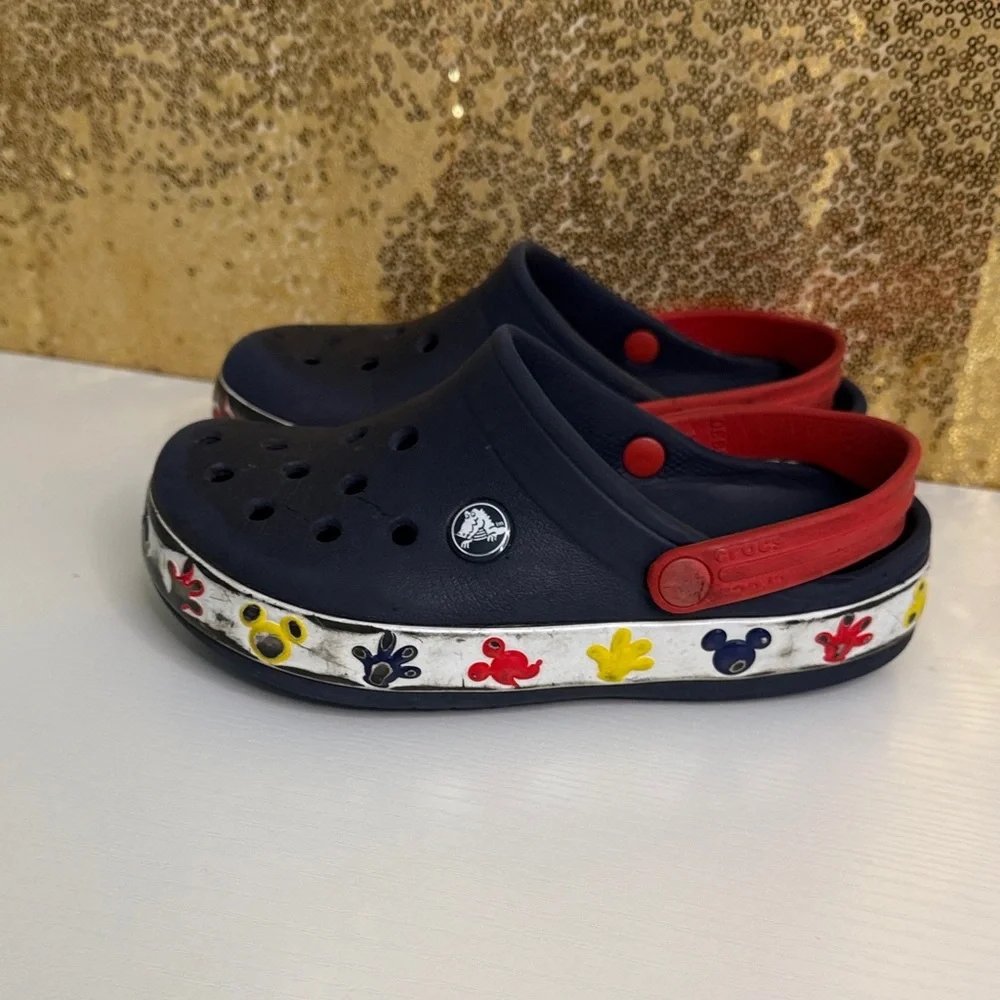 CROCS Fun Lab Disney Navy and Red Clogs with Fun Print